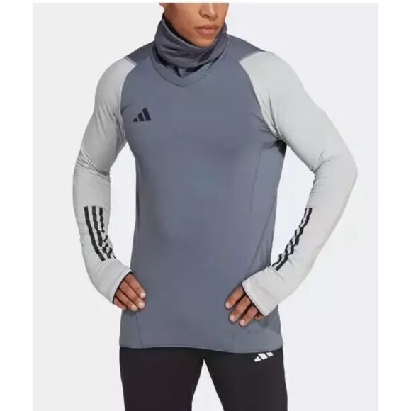 Adidas Men's Large Tiro 23 Cold Ready soccer Warm top sweater gray H49613 NEW - Picture 1 of 10
